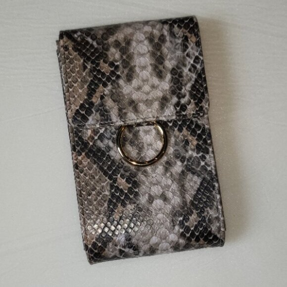 Touch Screen Crossbody Wristlet Bag- Python Khaki / Grey - Picture 1 of 8